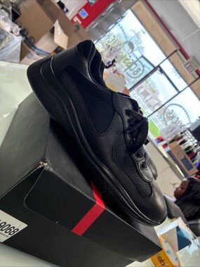 PRADA America’s Cup Men's Black Lace Up Low Top Sneakers 4E3400 Pre Owned SZ 11